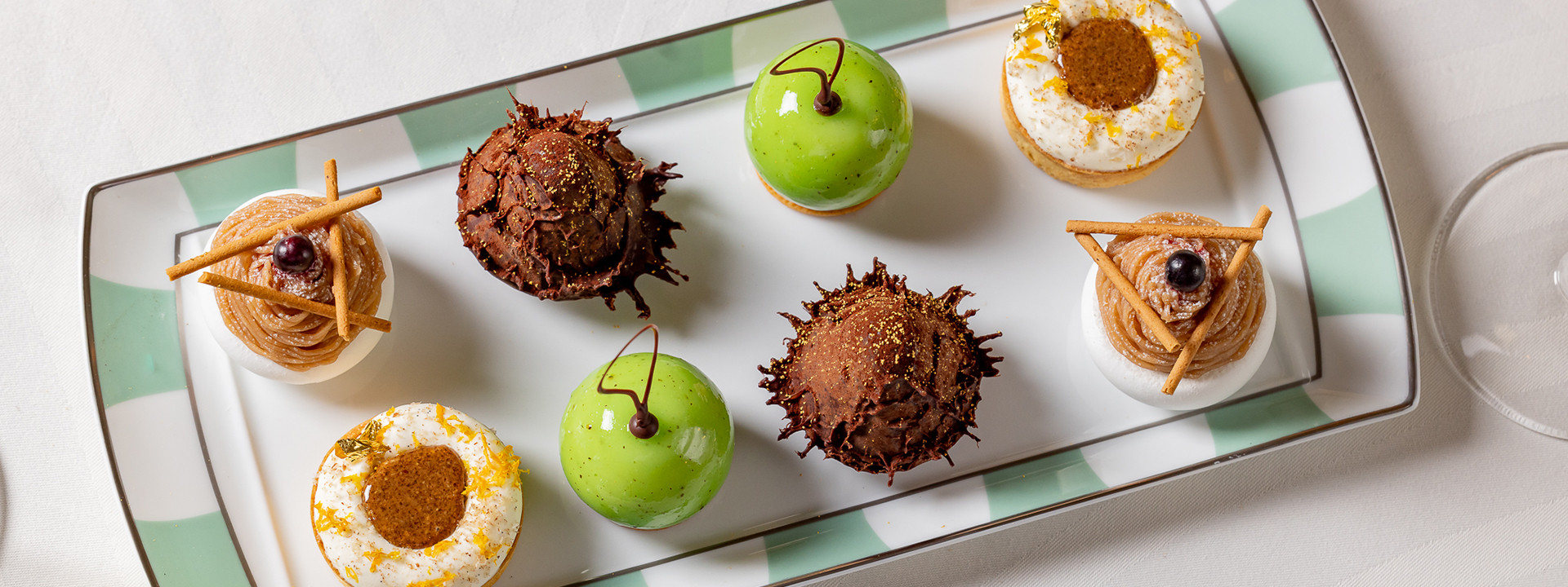 Festive desserts of different colors and shapes at Claridge's