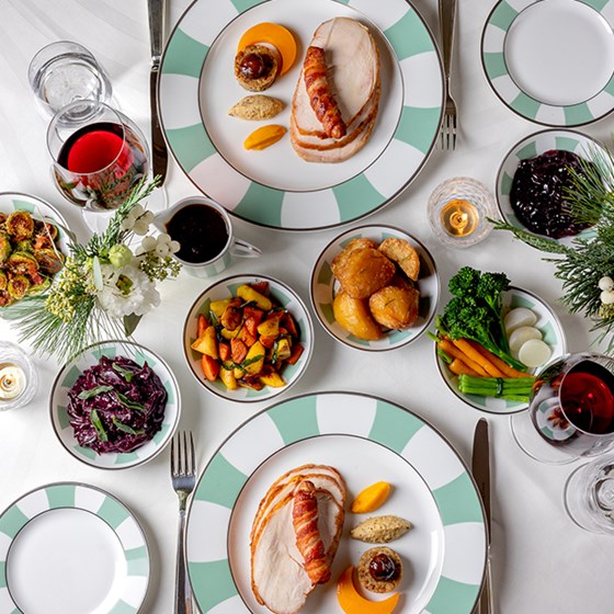 Turkey and side dishes at Claridge's