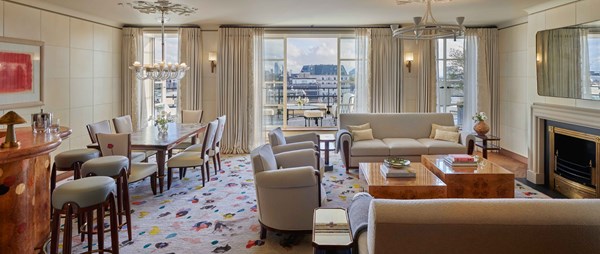 Living room and dining area at The Mews Terrace Suite